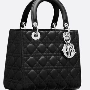 Lady Dior leather quilted bag tote lambkin leather